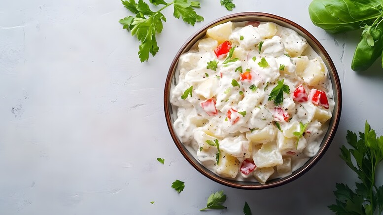 Sałatka łabędzi puch – przepis z kurczakiem, szynką lub tuńczykiem