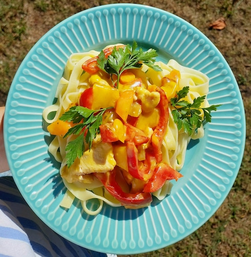 Makaron w sosie z dynią