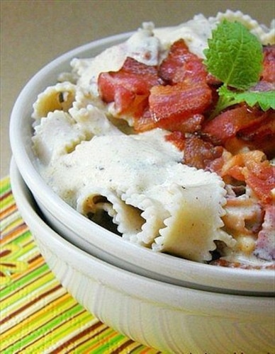 Carbonara z makaronem orkiszowym i pancettą