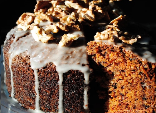 Ciasto jabłkowo marchewkowe z orzechami i bakaliami