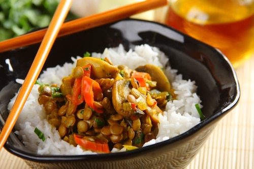 Curry z soczewicy i pieczarek