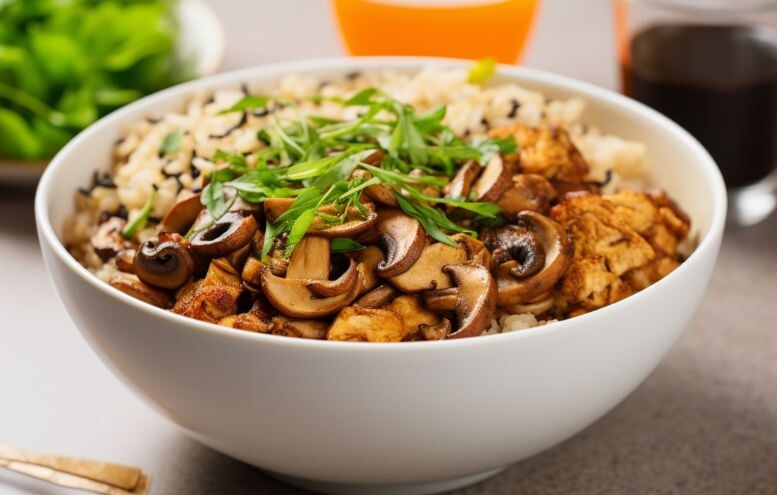 Przepis na Danie z patelni z kurczakiem i pieczarkami Danie z patelni z kurczakiem i pieczarkami