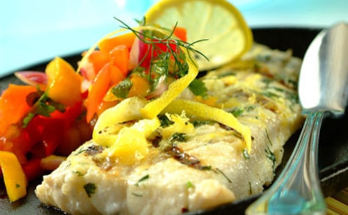 Przepis na Dorsz z salsą mango  Dorsz z salsą mango