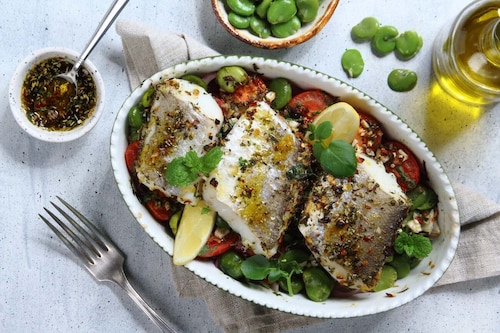 Przepis na Dorsz duszony z bobem Dorsz duszony z bobem