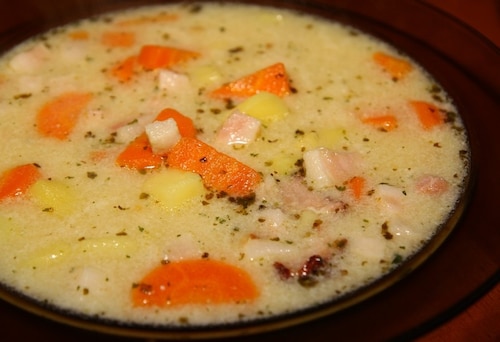 Przepis na Grochówka z warzywami i boczkiem Grochówka z warzywami i boczkiem