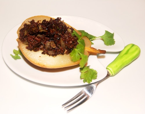 Gruszki faszerowane kaszanką na przekaskę 