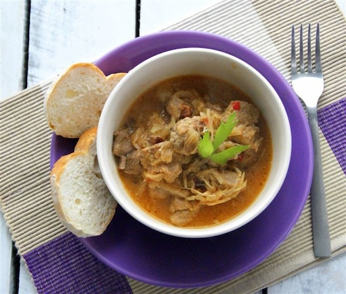 Gulasz z domową kiszoną kapustą