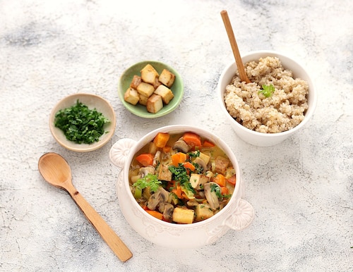 Gulasz dyniowo-pieczarkowy