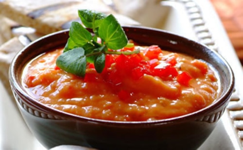 Przepis na Hummus z rukwią wodną i czerwoną papryką Hummus z rukwią wodną i czerwoną papryką