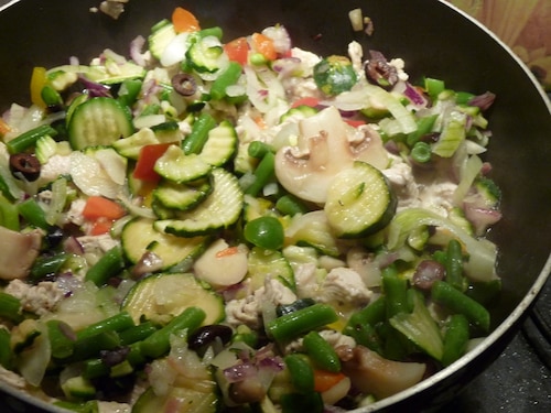 Indyk duszony w warzywach