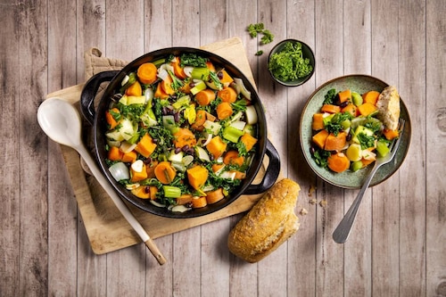 Przepis na Jednogarnkowe warzywa z fasolą Jednogarnkowe warzywa z fasolą