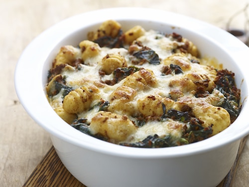 Zapiekane gnocchi bolognese ze szpinakiem
