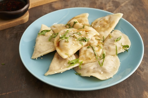Przepis na Koreańskie pierożki mandu z mięsnym farszem Koreańskie pierożki mandu z mięsnym farszem