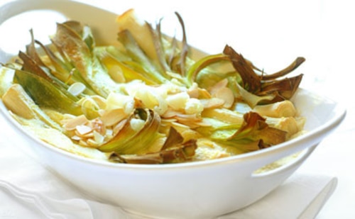 Przepis na Kremowy por z serem i migdałami  Kremowy por z serem i migdałami