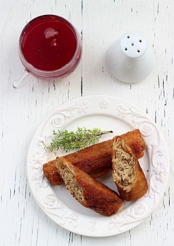 Krokiety mięsne z barszczem