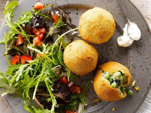 Krokiety ziemniaczane ze szpinakiem