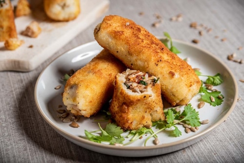 Przepis na Krokiety z ryżem i kurczakiem Krokiety z ryżem i kurczakiem