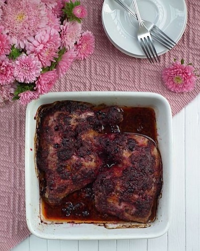 Kurczak w malinach i jezynach