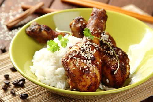 Przepis na Kurczak marynowany w kawie na jaśminowym ryżu Kurczak marynowany w kawie na jaśminowym ryżu