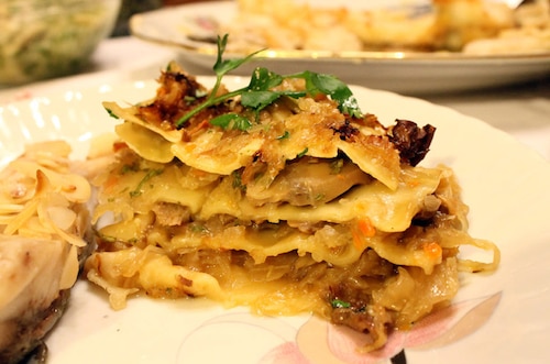 Lazania z kapustą i borowikami