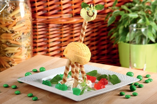 Lody owocowe z rurkami waflowymi "Żyrafa"