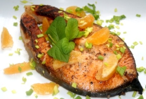 Łosoś herbaciany z mandarynkami