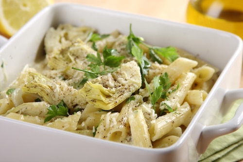 Przepis na Makaron penne z karczochami Makaron penne z karczochami