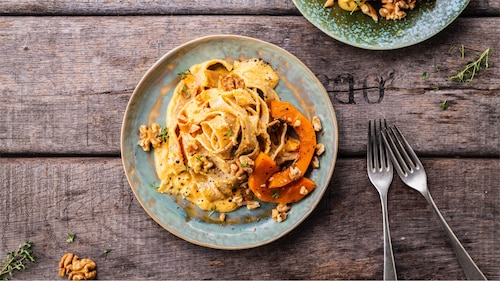 Makaron tagliatelle Alfredo z dynią