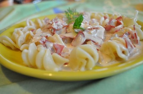 Makaron z hiszpańskim chorizo i gorgonzolą