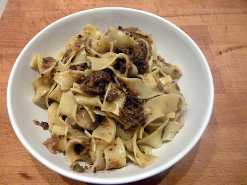 Makaron z kapustą i grzybami