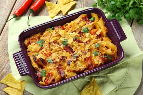 Przepis na Zapiekanka makaronowa z chorizo Zapiekanka makaronowa z chorizo