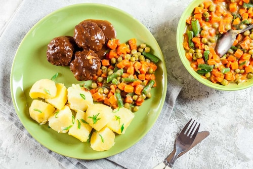 Marchewka z groszkiem i fasolą szparagową