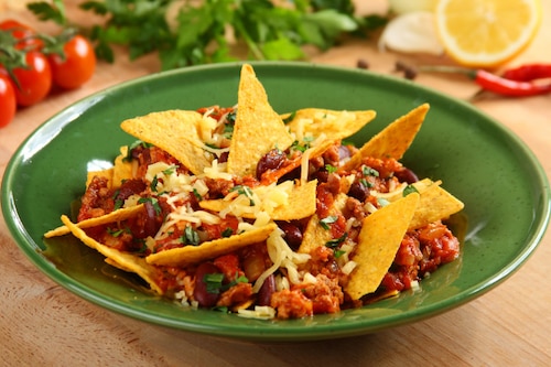 Przepis na Meksykańskie nachos z chilli con carne Meksykańskie nachos z chilli con carne