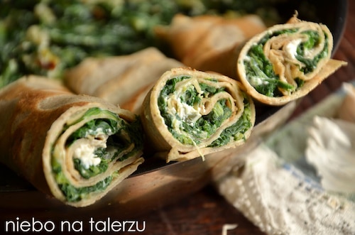 Przepis na Naleśniki ze szpinakiem i pieczarkami Naleśniki ze szpinakiem i pieczarkami