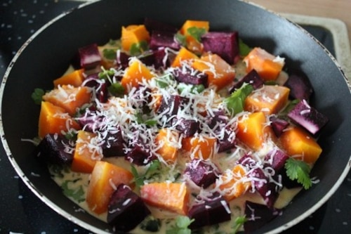 Przepis na Omlet z cukinią, dynią i burakami Omlet z cukinią, dynią i burakami