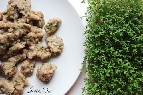 Orkiszowe kluski kładzione z rzeżuchą