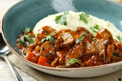 Ozorki w sosie pomidorowo-kaparowym  