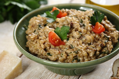 Przepis na Pęczak z grzybami a la risotto Pęczak z grzybami a la risotto
