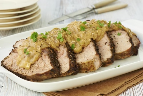 Przepis na Pieczeń karkowa z grzybami Pieczeń karkowa z grzybami