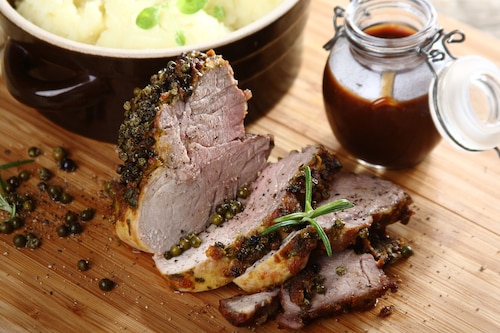 Pieczona karkówka z zielonym pieprzem 