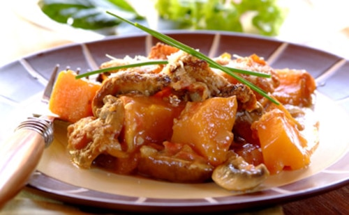 Przepis na Pieczone bataty z grzybami  Pieczone bataty z grzybami