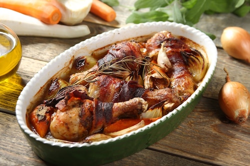 Przepis na Pieczone udka z boczkiem Pieczone udka z boczkiem