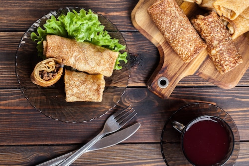 Przepis na Pieczone krokiety z mięsem i grzybami Pieczone krokiety z mięsem i grzybami