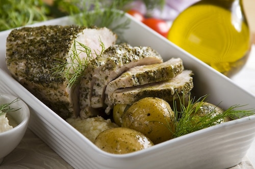 Przepis na Pieczony schab z ziemniakami  Pieczony schab z ziemniakami