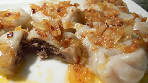 Pierogi z gęsiną i kiszoną kapustą 