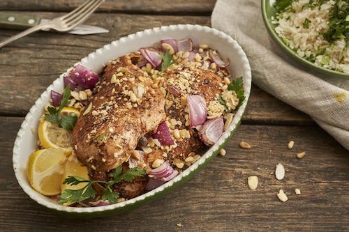 Piersi kurczaka w panierce z orzeszków pinii i migdałów