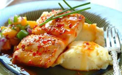 Przepis na Ryba z brzoskwiniami Ryba z brzoskwiniami