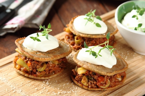 Placuszki gryczane z mielonym mięsem wołowym