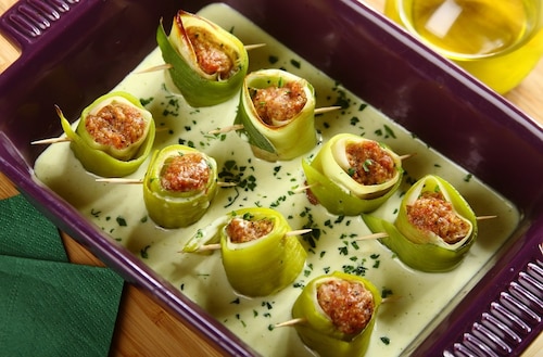 Pory z mięsem mielonym