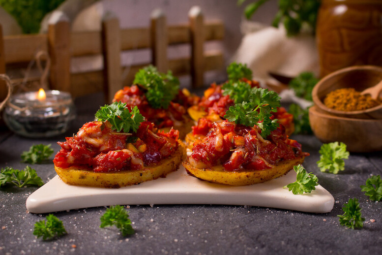 Rozgrzewające łódeczki na ziemniaczanym spodzie